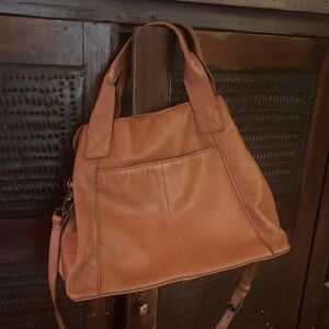Classic Convertible Shoulder Bag in Tan Leatherette